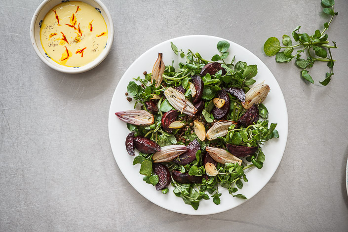 Roasted Beetroot, Shallot and Puy Lentil Salad