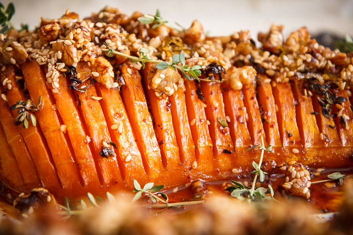 Hasselback Squash with Pecans
