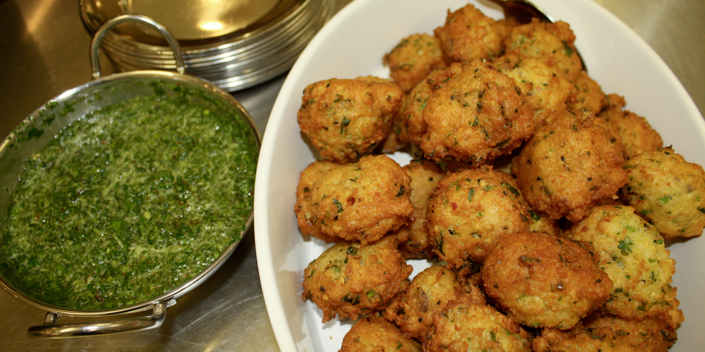 Dal Dumplings with Mint and Tamarind Chutney